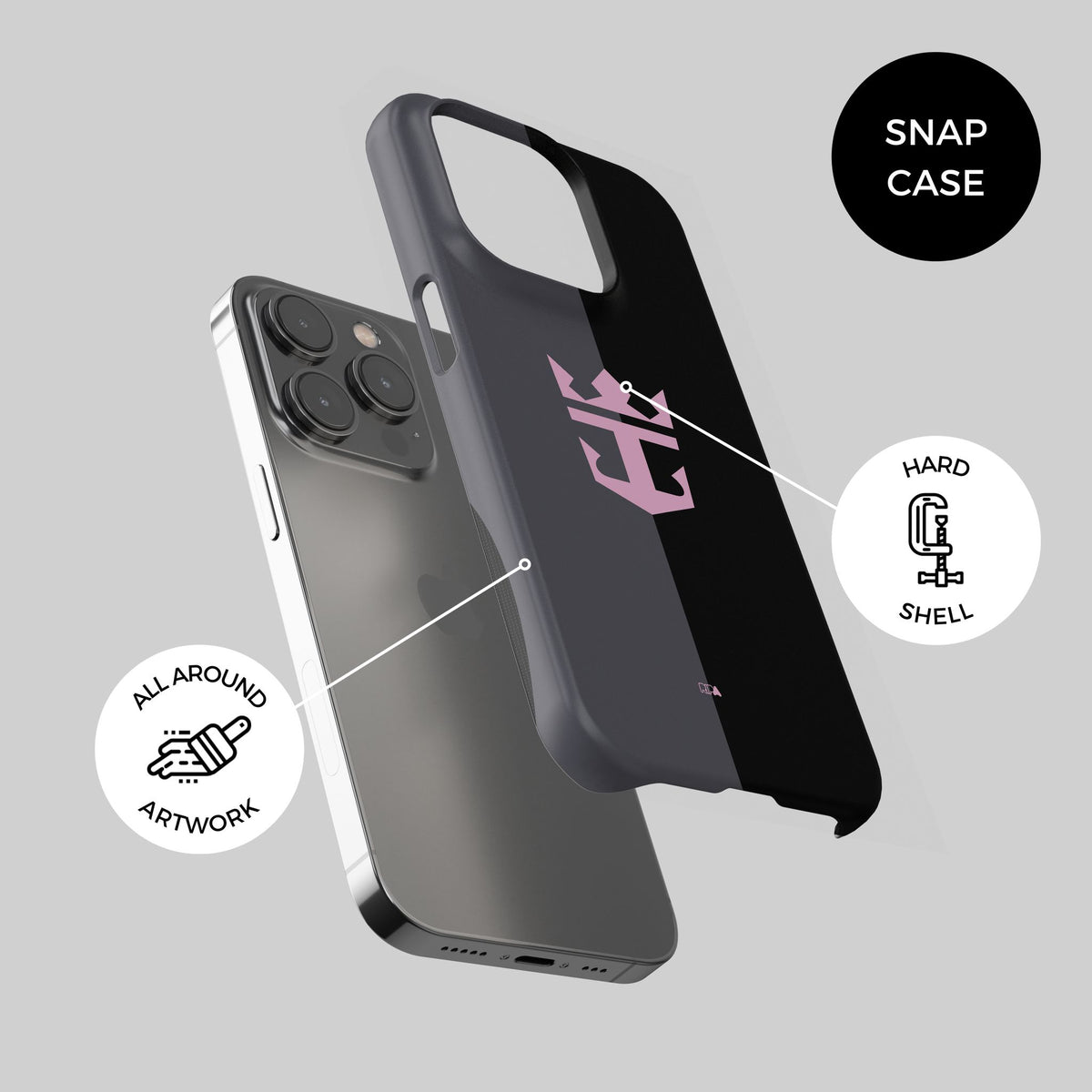 Phone case with the Inter Miami 2025 Away football shirt design by RIPA Football