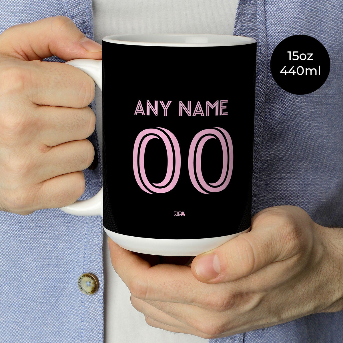 Mug with the Inter Miami 2025 Away football shirt design by RIPA Football