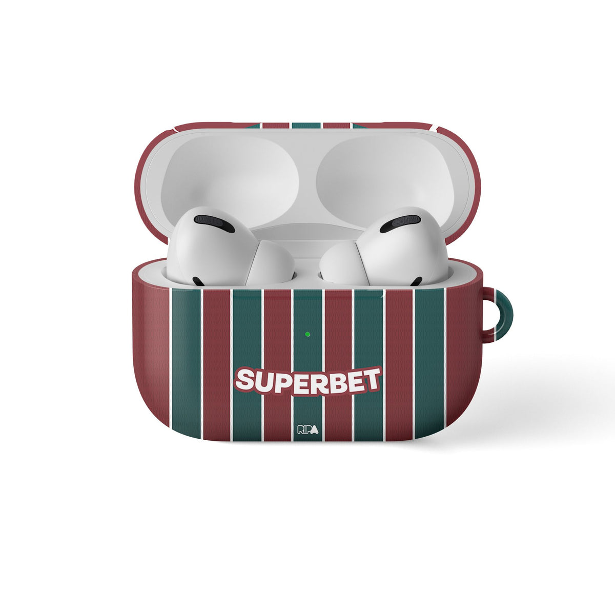 AirPods case with the Fluminense 2026 Home football shirt design by RIPA Football