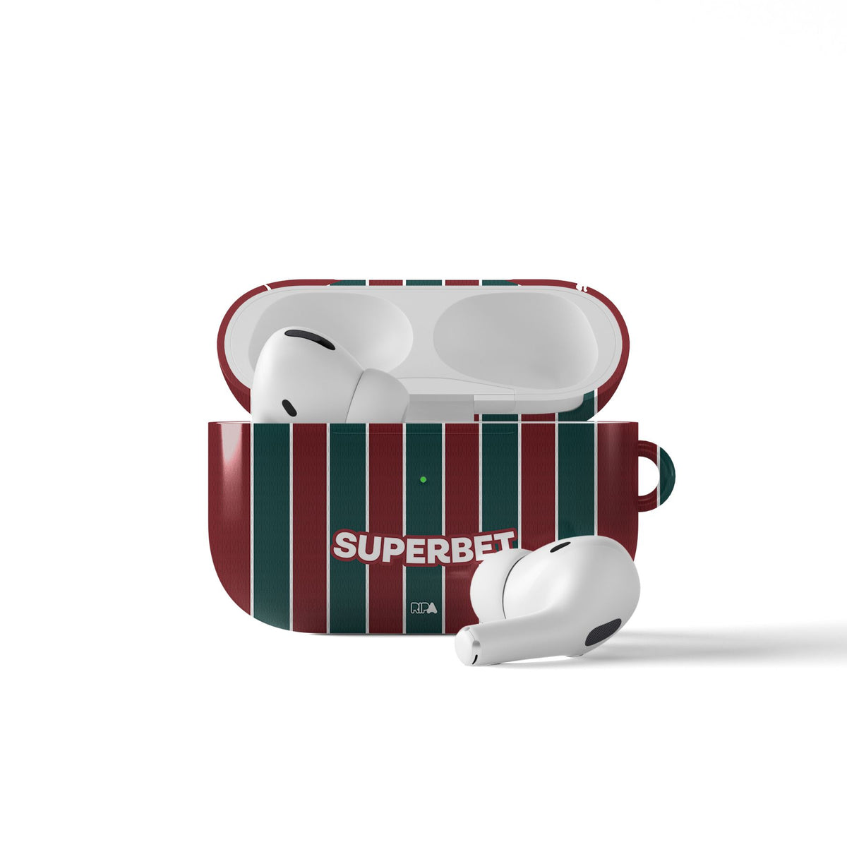 AirPods case with the Fluminense 2026 Home football shirt design by RIPA Football