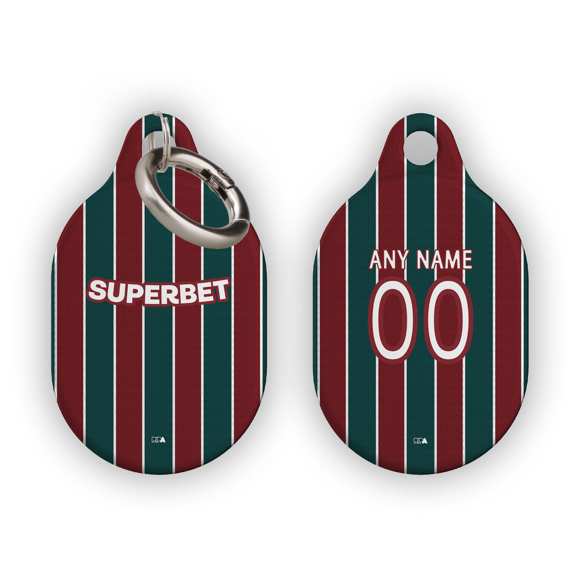 AirTag holder with the Fluminense 2026 Home football shirt design by RIPA Football