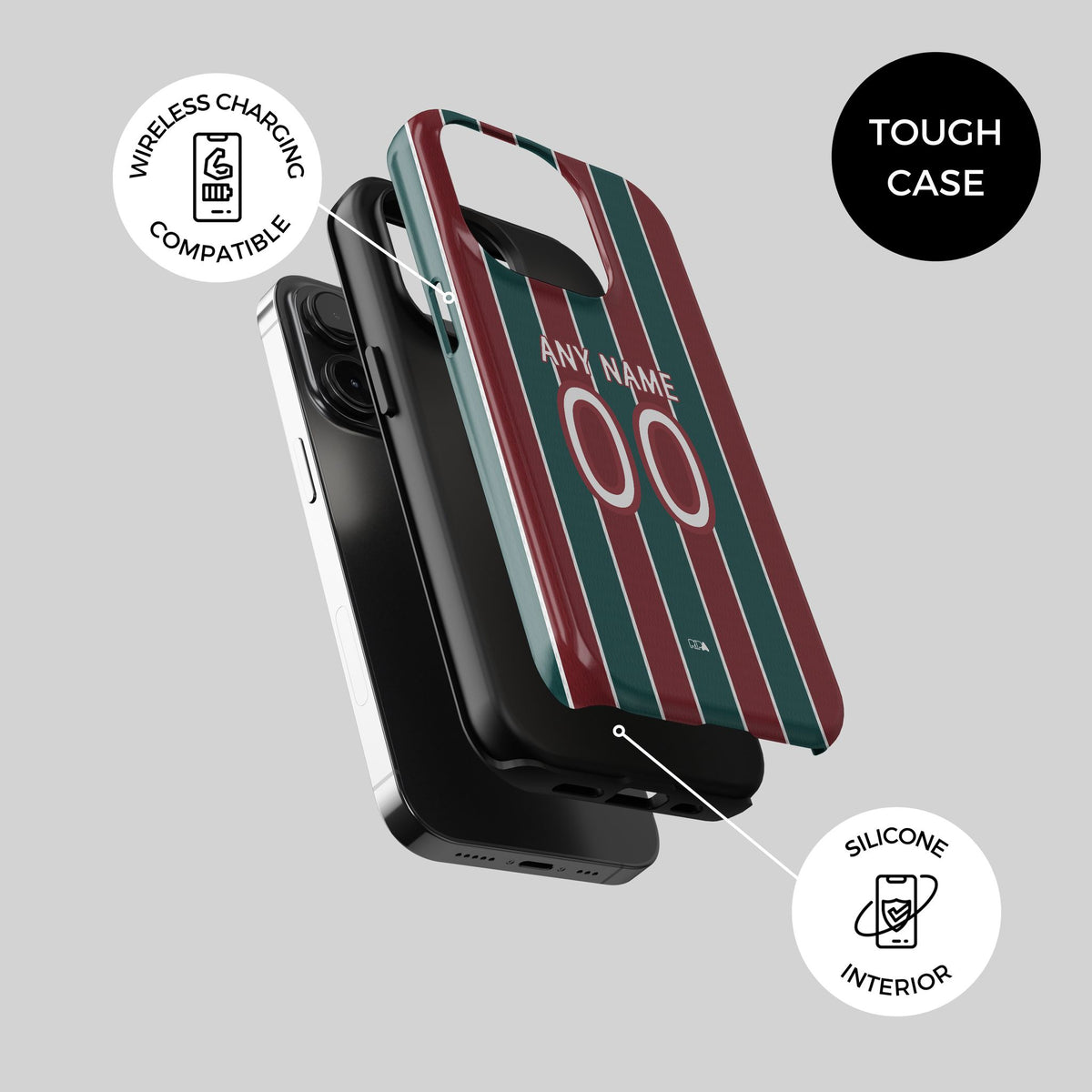 Phone case with the Fluminense 2026 Home football shirt design by RIPA Football