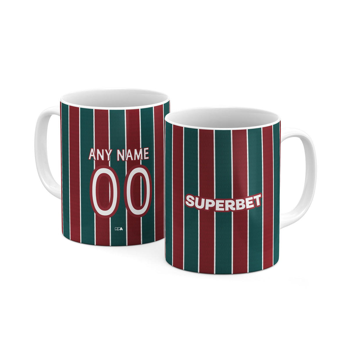 Mug with the Fluminense 2026 Home football shirt design by RIPA Football