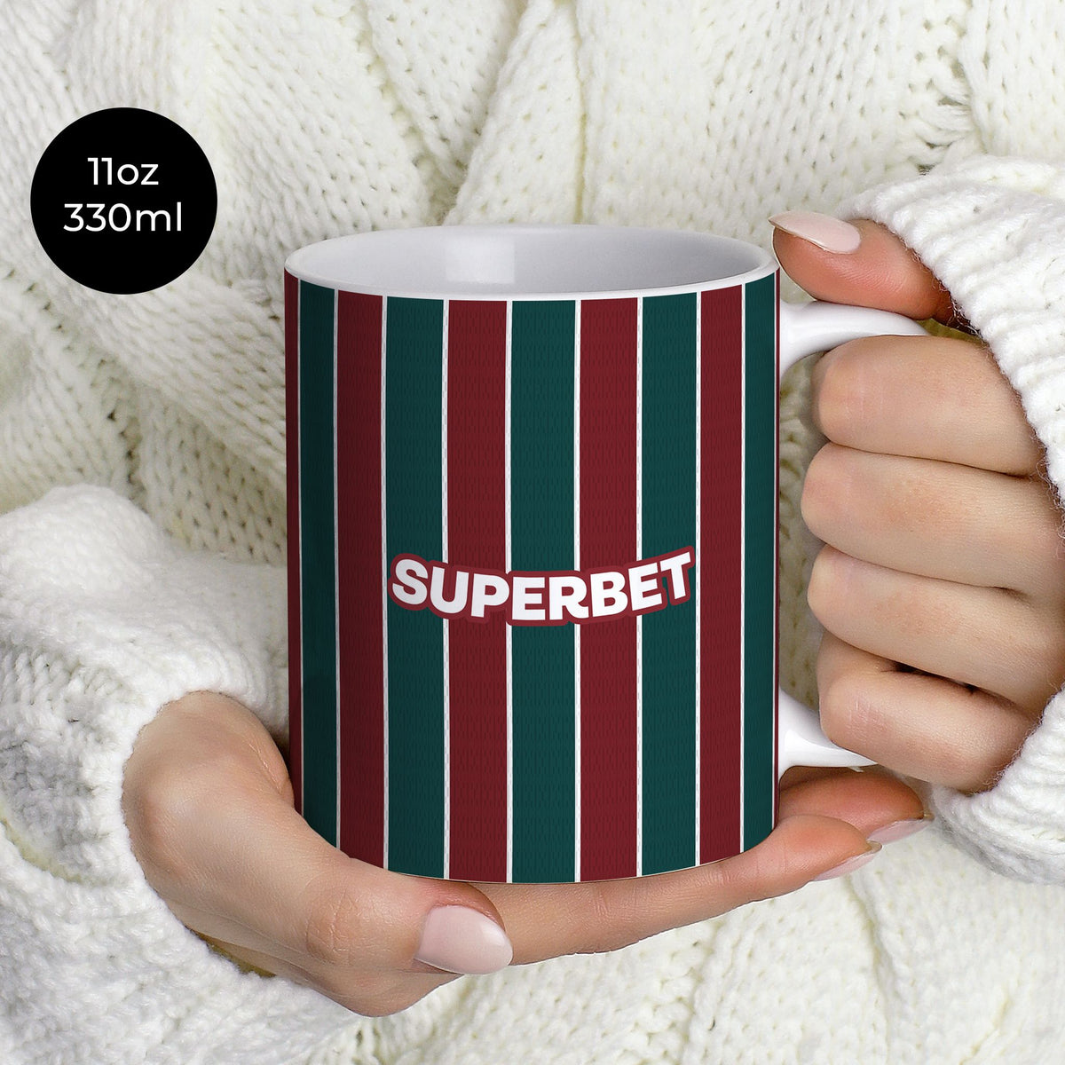 Mug with the Fluminense 2026 Home football shirt design by RIPA Football