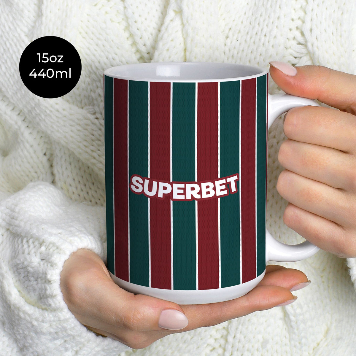 Mug with the Fluminense 2026 Home football shirt design by RIPA Football