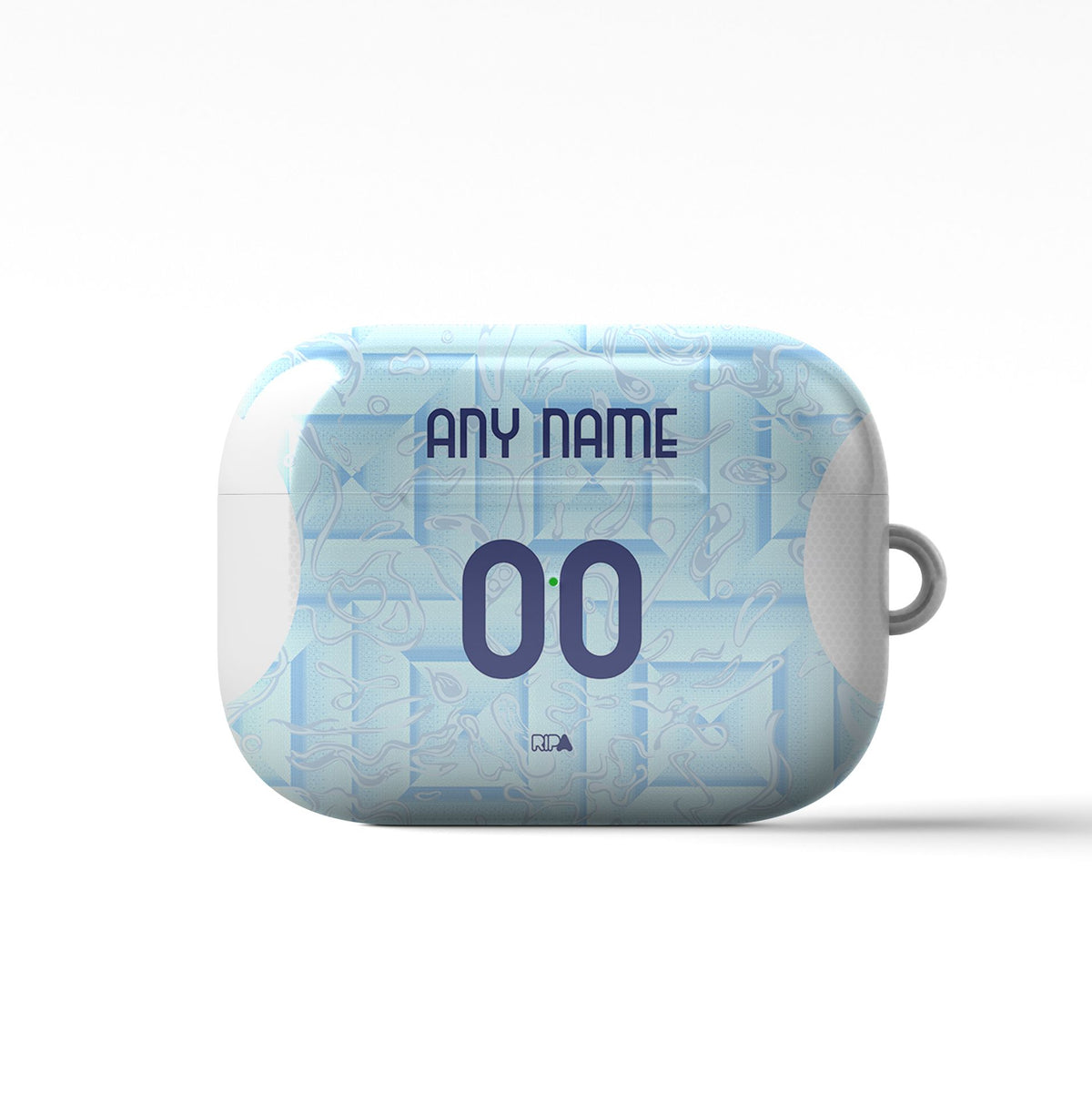 AirPods case with the Juventus 2025-26 Away football shirt design by RIPA Football