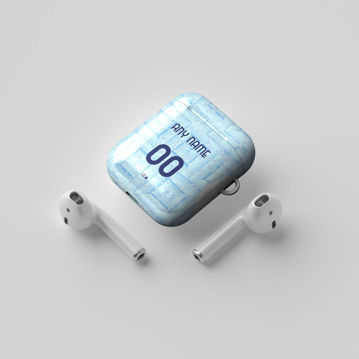 AirPods case with the Juventus 2025-26 Away football shirt design by RIPA Football