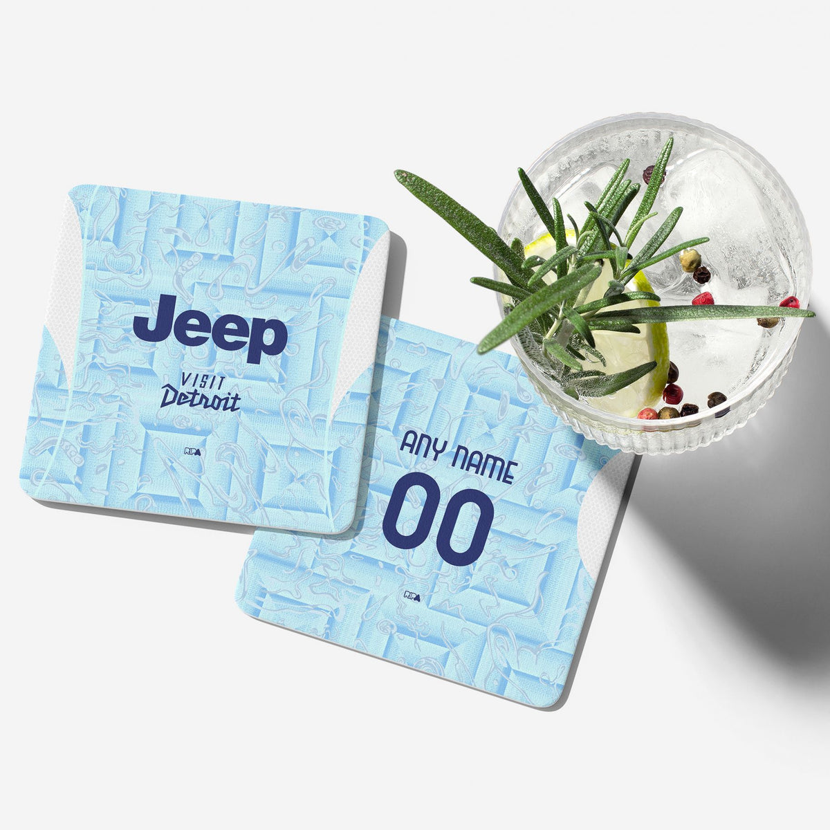 Coaster with the Juventus 2025-26 Away football shirt design by RIPA Football