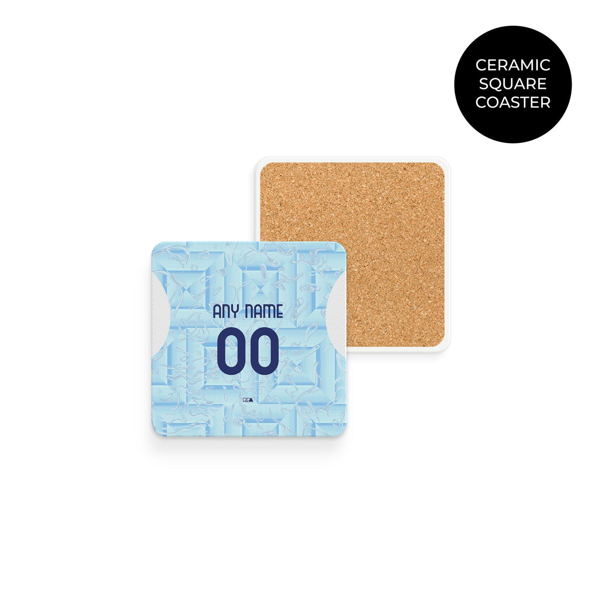 Coaster with the Juventus 2025-26 Away football shirt design by RIPA Football
