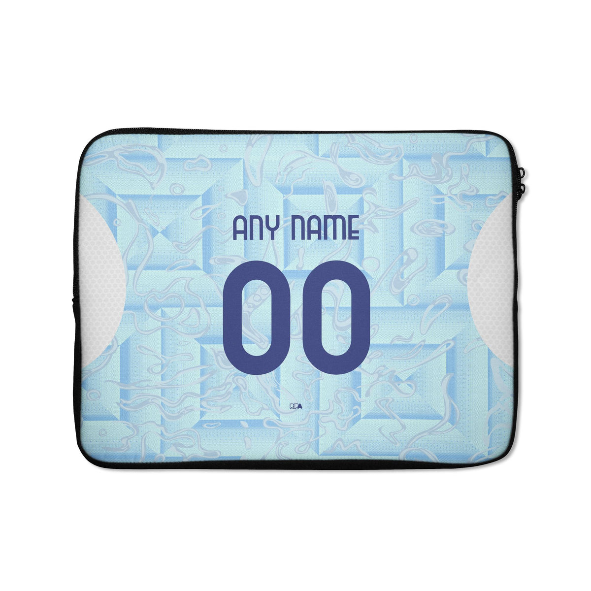 Laptop sleeve with the Juventus 2025-26 Away football shirt design by RIPA Football
