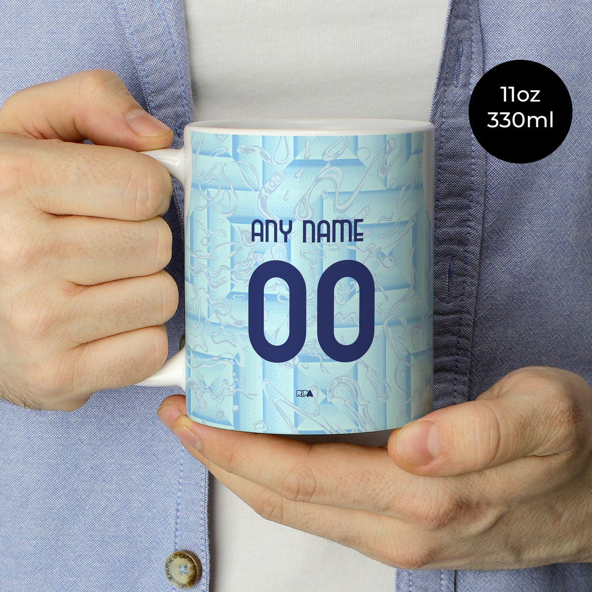 Mug with the Juventus 2025-26 Away football shirt design by RIPA Football