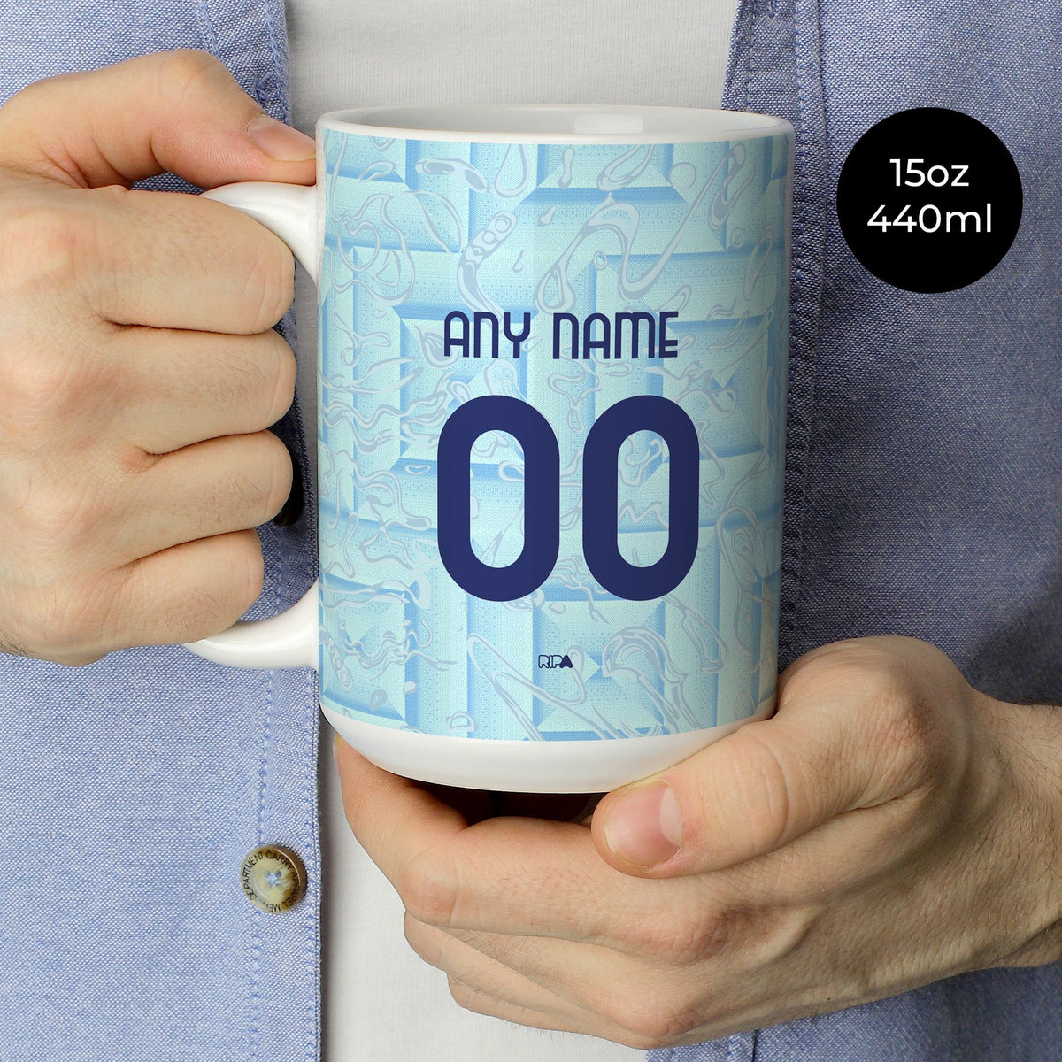 Mug with the Juventus 2025-26 Away football shirt design by RIPA Football