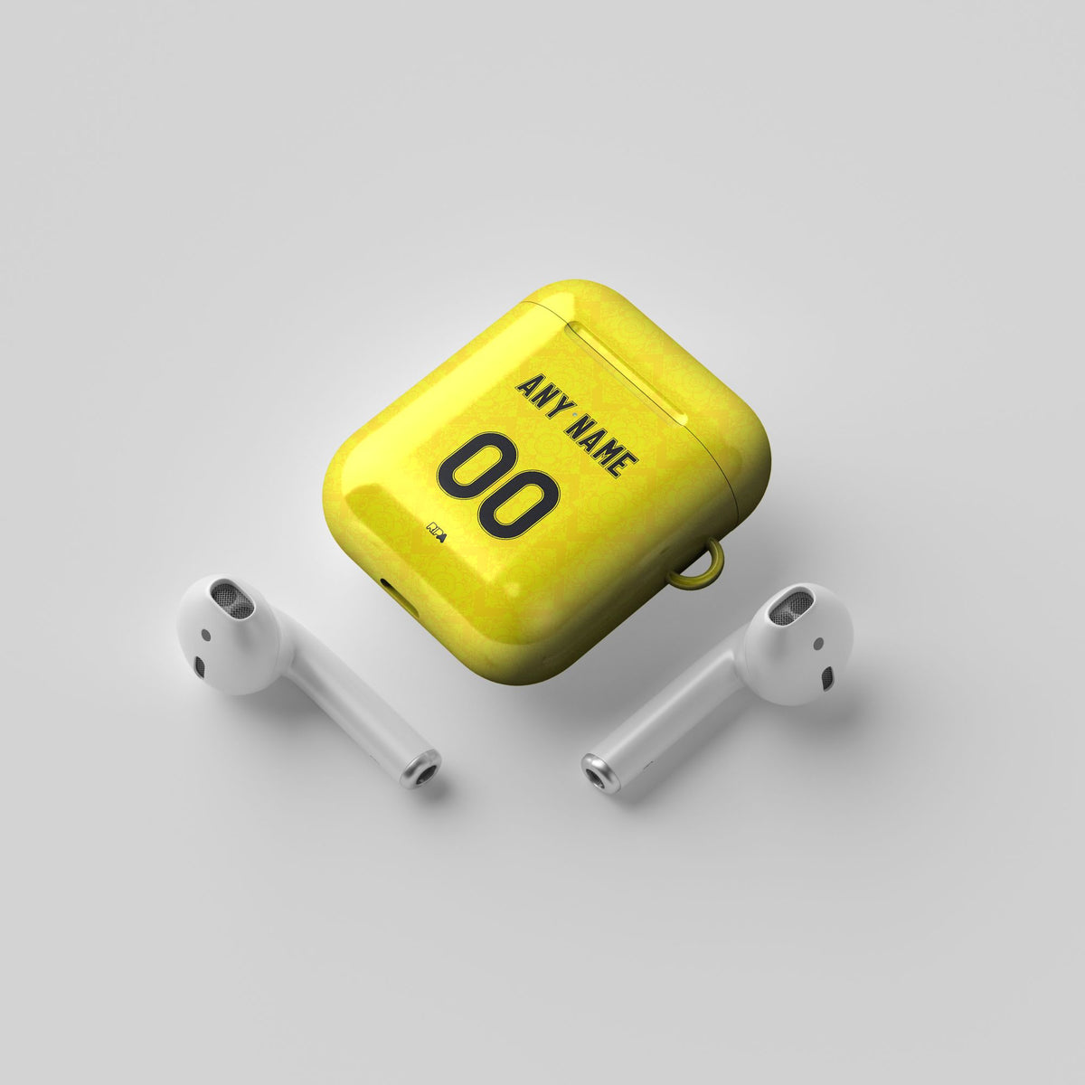 AirPods case with the Leeds United 2026-27 Away football shirt design by RIPA Football