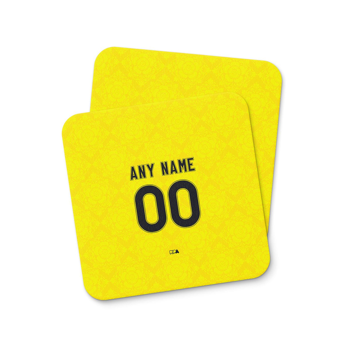 Coaster with the Leeds United 2026-27 Away football shirt design by RIPA Football