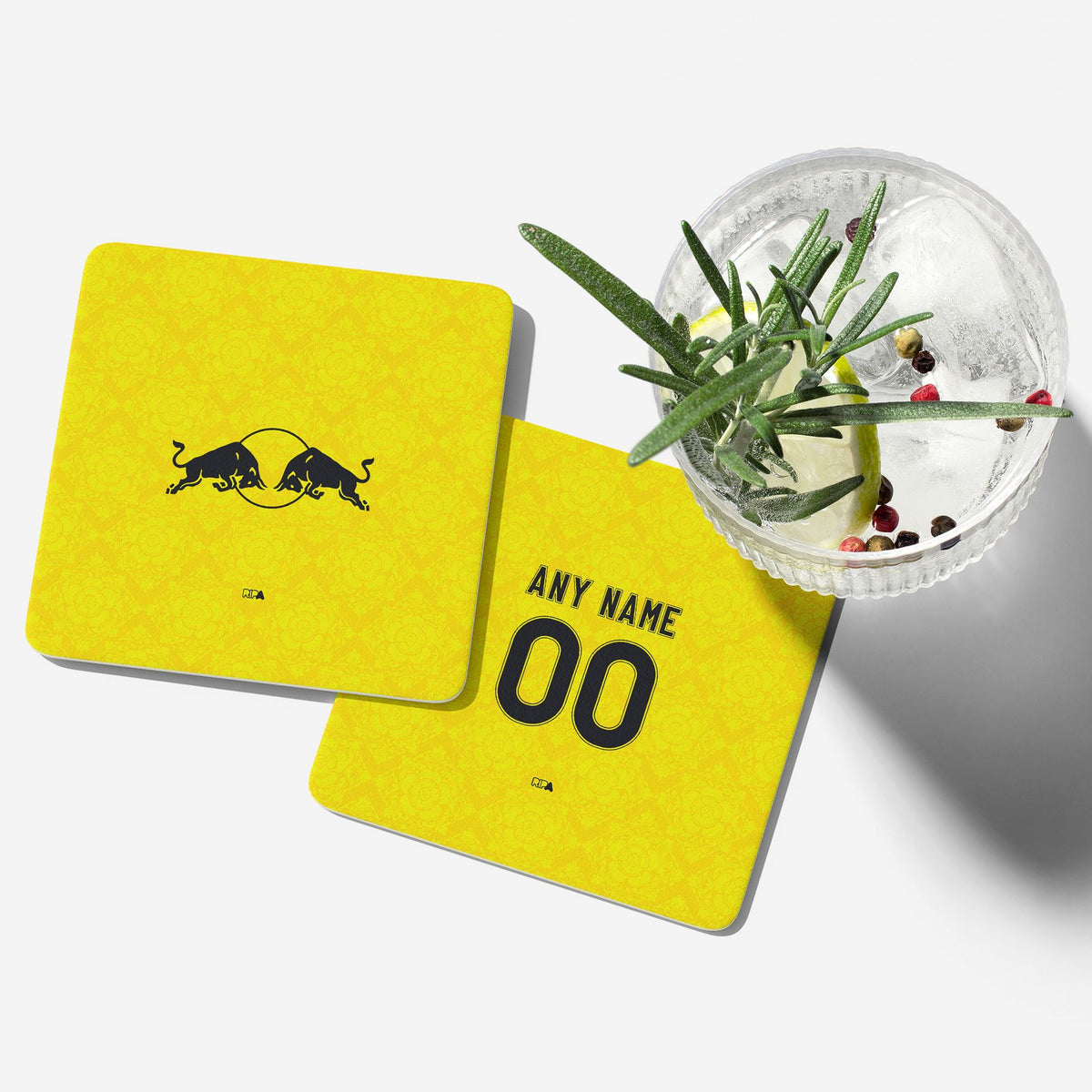 Coaster with the Leeds United 2026-27 Away football shirt design by RIPA Football