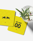 Coaster with the Leeds United 2026-27 Away football shirt design by RIPA Football