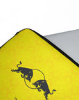 Laptop sleeve with the Leeds United 2026-27 Away football shirt design by RIPA Football