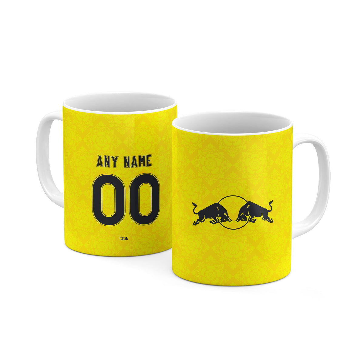 Mug with the Leeds United 2026-27 Away football shirt design by RIPA Football