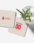 Coaster with the Liverpool 2025-26 Away football shirt design by RIPA Football
