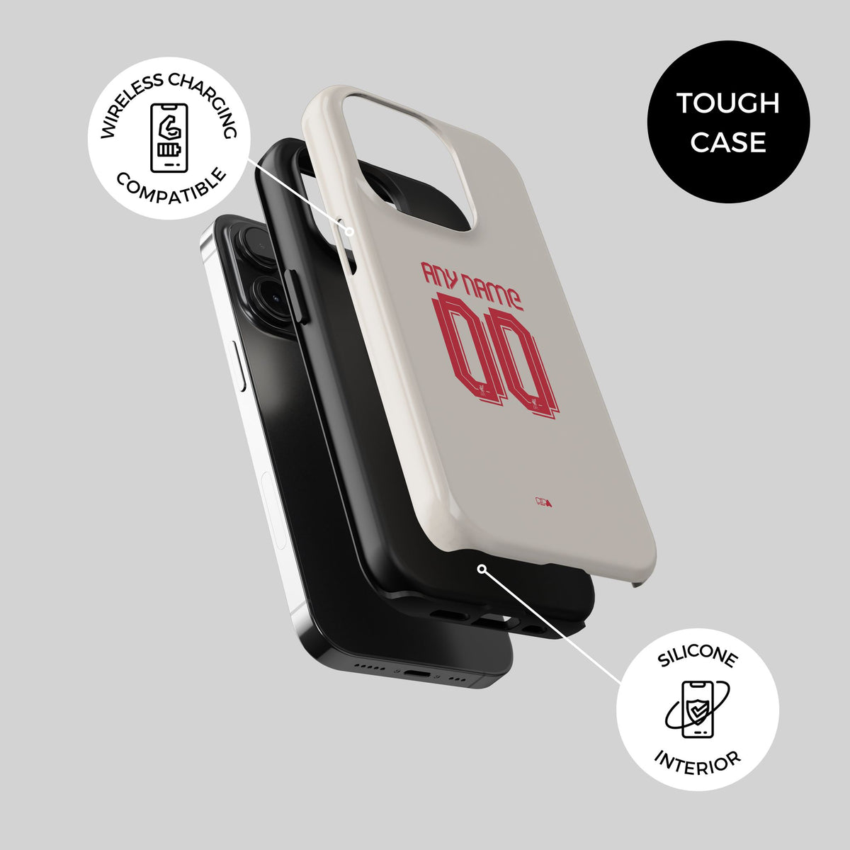 Phone case with the Liverpool 2025-26 Away football shirt design by RIPA Football