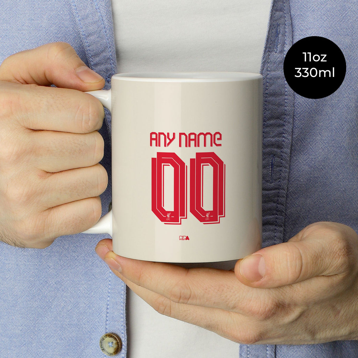 Mug with the Liverpool 2025-26 Away football shirt design by RIPA Football