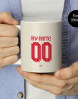 Mug with the Liverpool 2025-26 Away football shirt design by RIPA Football
