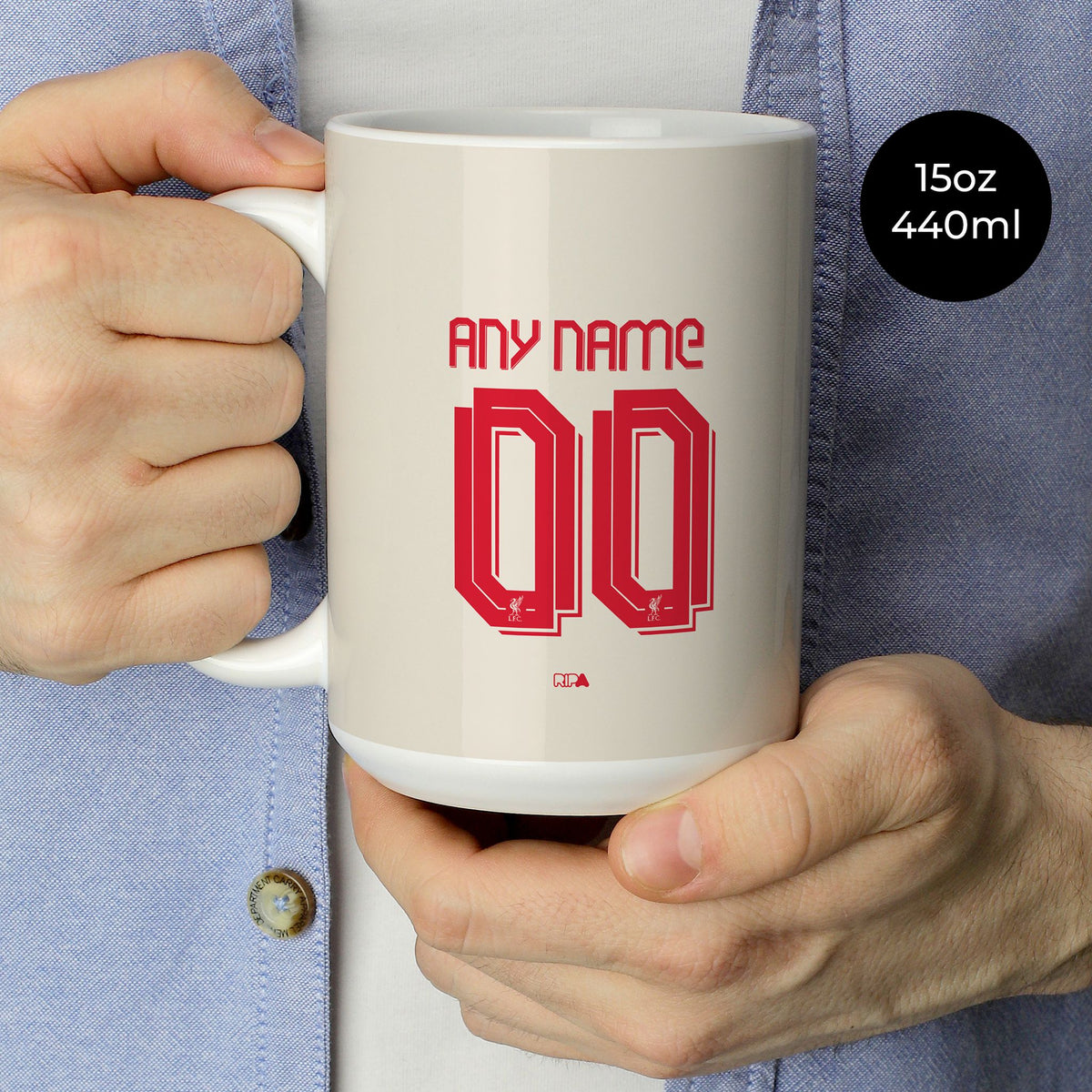 Mug with the Liverpool 2025-26 Away football shirt design by RIPA Football