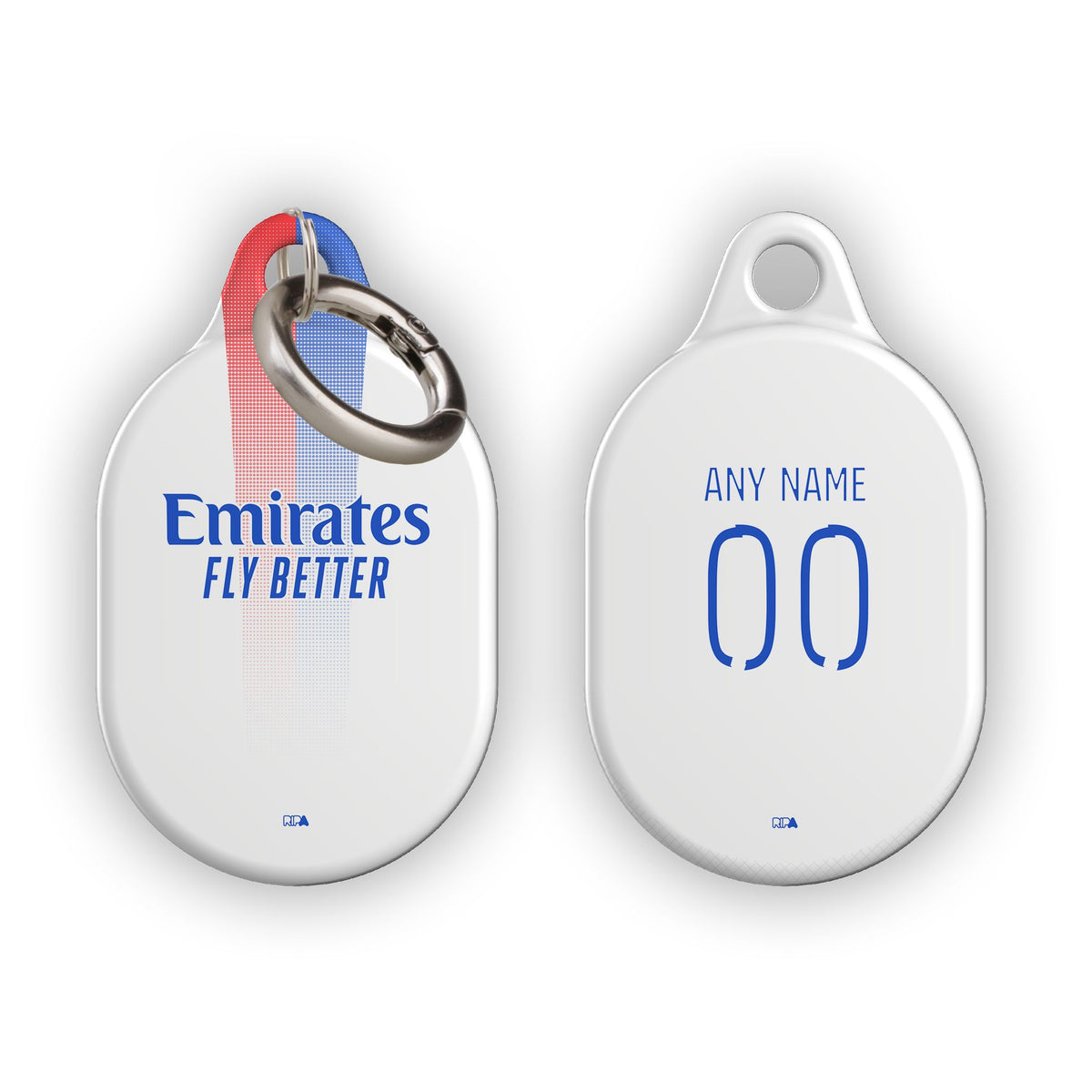 AirTag holder with the Olympique Lyonnais 2024-25 Home football shirt design by RIPA Football