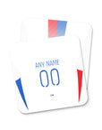 Coaster with the Olympique Lyonnais 2024-25 Home football shirt design by RIPA Football