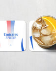Coaster with the Olympique Lyonnais 2024-25 Home football shirt design by RIPA Football