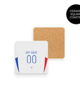 Coaster with the Olympique Lyonnais 2024-25 Home football shirt design by RIPA Football