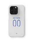 Phone case with the Olympique Lyonnais 2024-25 Home football shirt design by RIPA Football