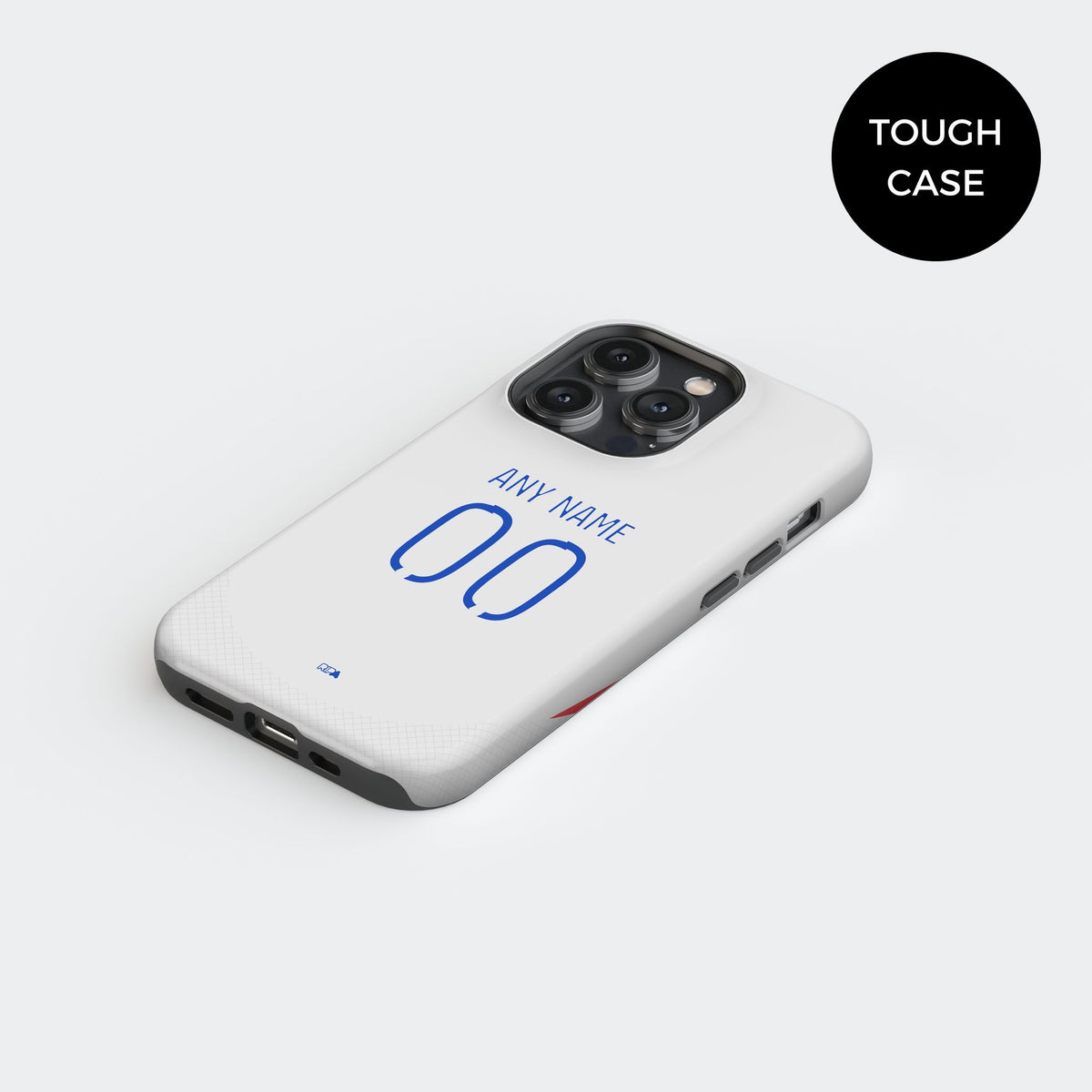 Phone case with the Olympique Lyonnais 2024-25 Home football shirt design by RIPA Football