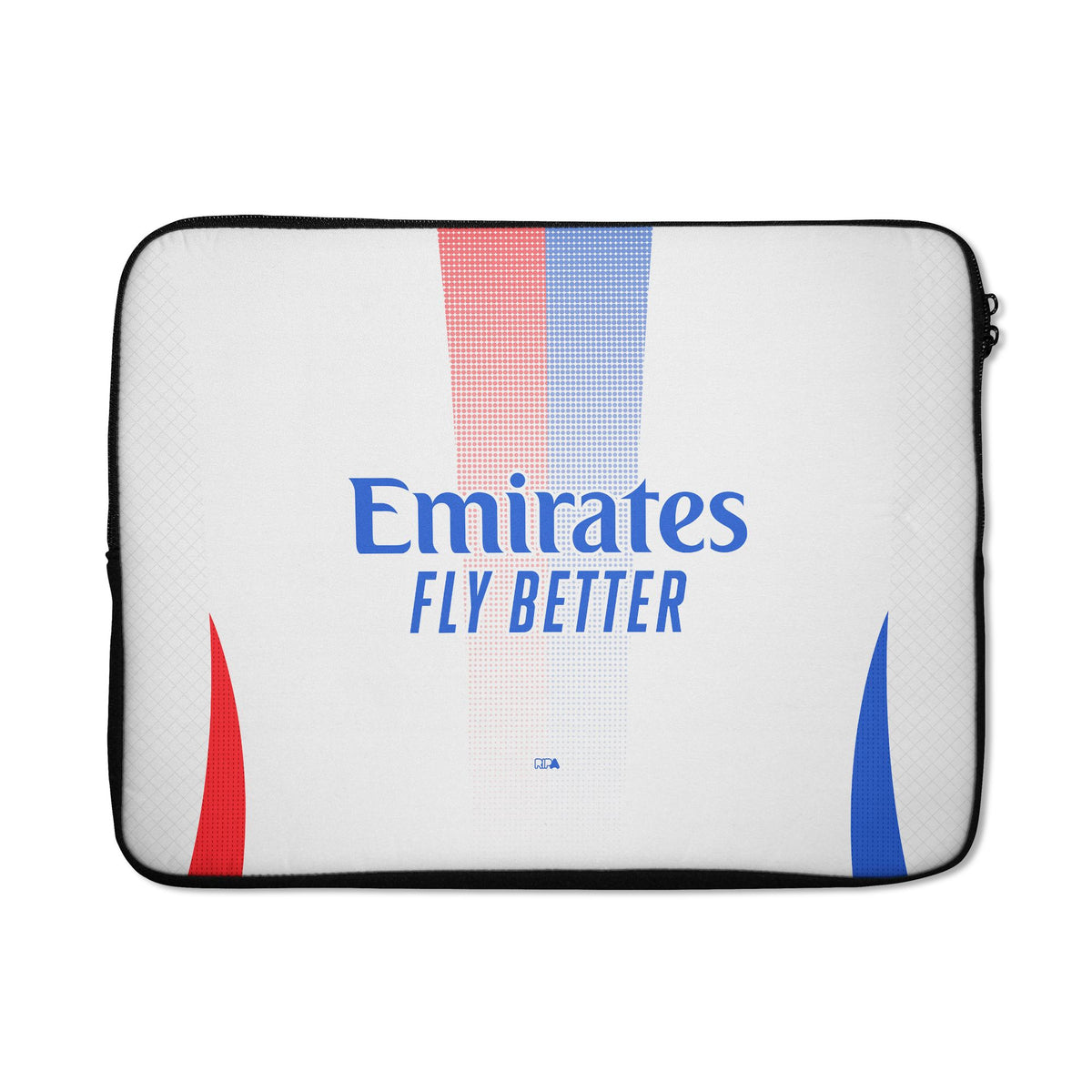 Laptop sleeve with the Olympique Lyonnais 2024-25 Home football shirt design by RIPA Football