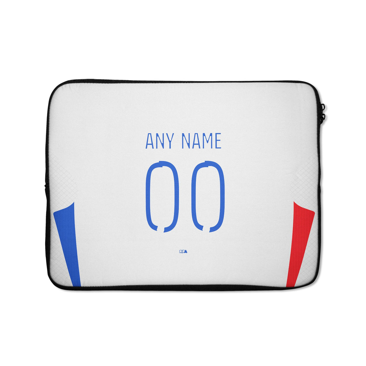 Laptop sleeve with the Olympique Lyonnais 2024-25 Home football shirt design by RIPA Football