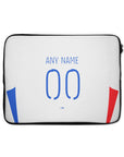 Laptop sleeve with the Olympique Lyonnais 2024-25 Home football shirt design by RIPA Football