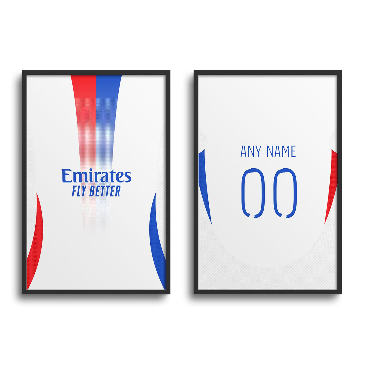 Print with the Olympique Lyonnais 2024-25 Home football shirt design by RIPA Football