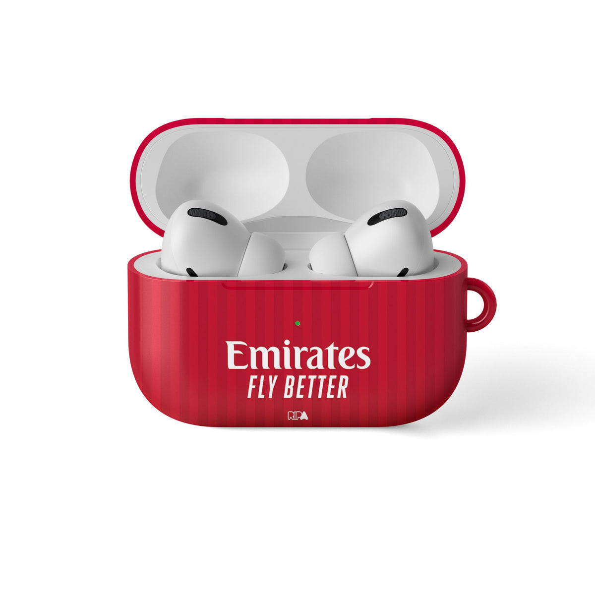 AirPods case with the Olympique Lyonnais 2026-27 Away football shirt design by RIPA Football