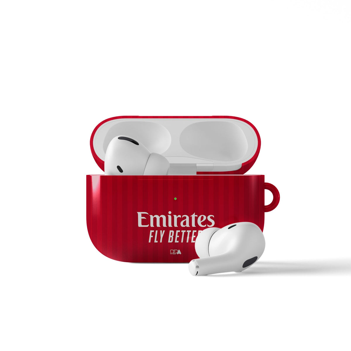 AirPods case with the Olympique Lyonnais 2026-27 Away football shirt design by RIPA Football