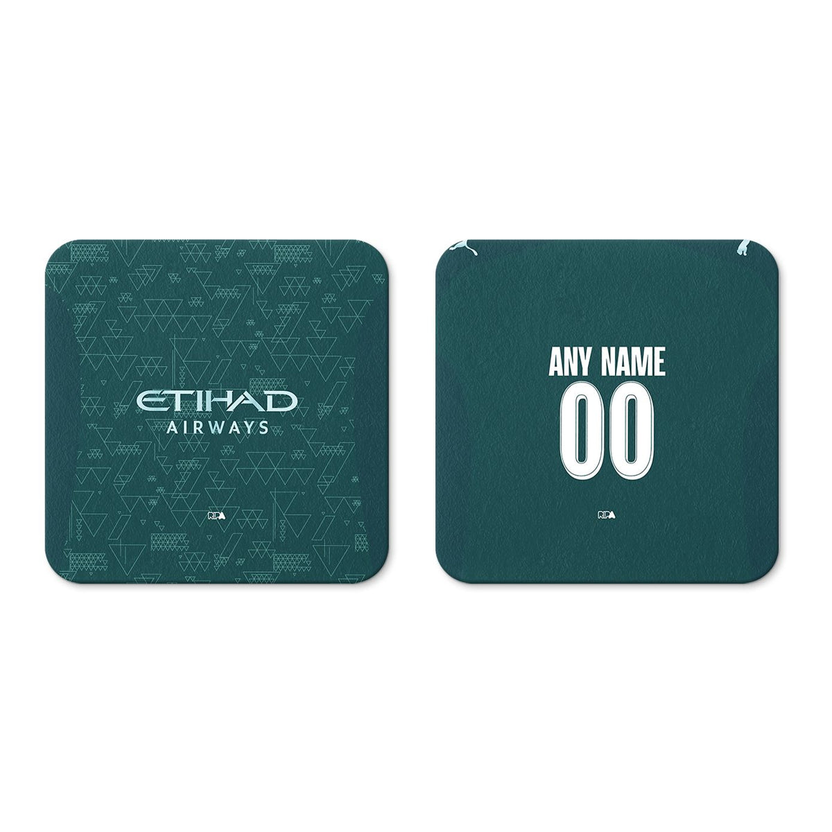 Coaster with the Manchester City 2025-26 Fourth football shirt design by RIPA Football