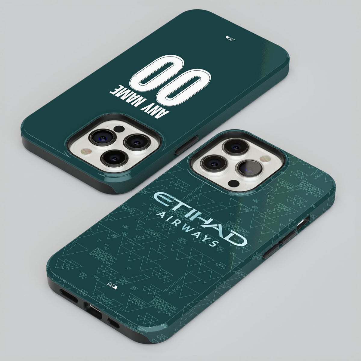Phone case with the Manchester City 2025-26 Fourth football shirt design by RIPA Football