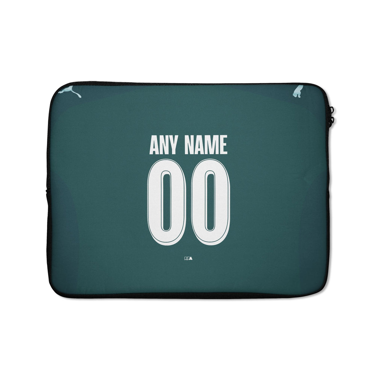 Laptop sleeve with the Manchester City 2025-26 Fourth football shirt design by RIPA Football