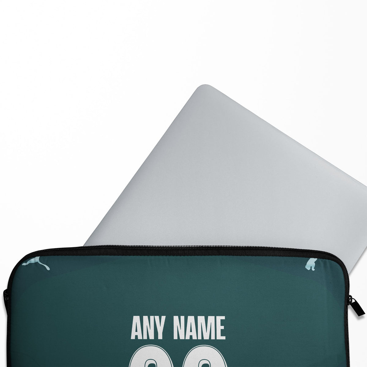 Laptop sleeve with the Manchester City 2025-26 Fourth football shirt design by RIPA Football