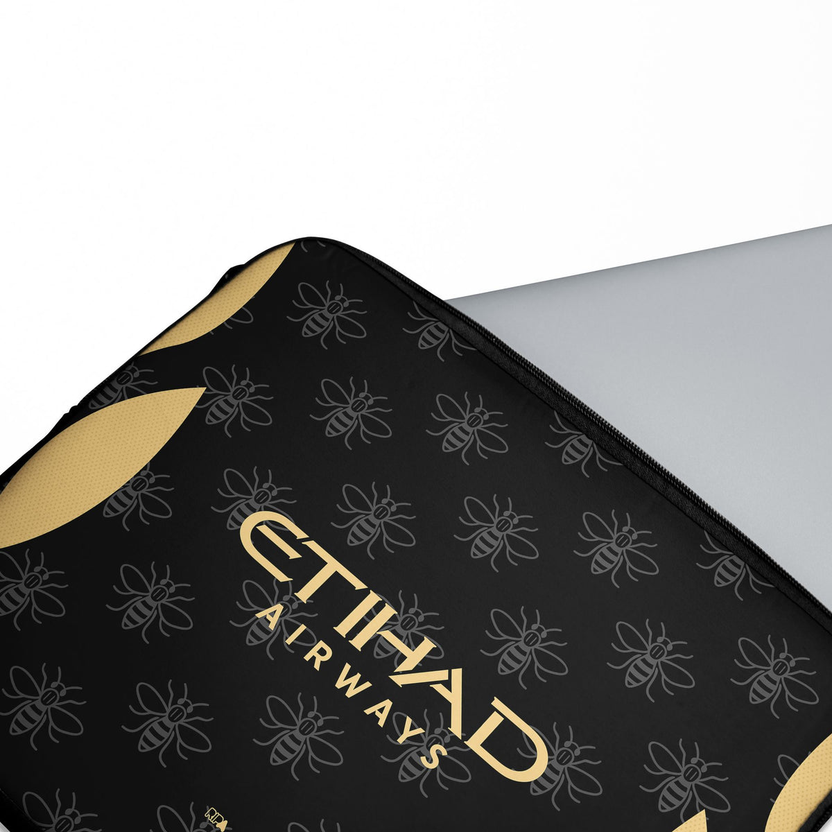 Laptop sleeve with the Manchester City 2026-27 Away football shirt design by RIPA Football