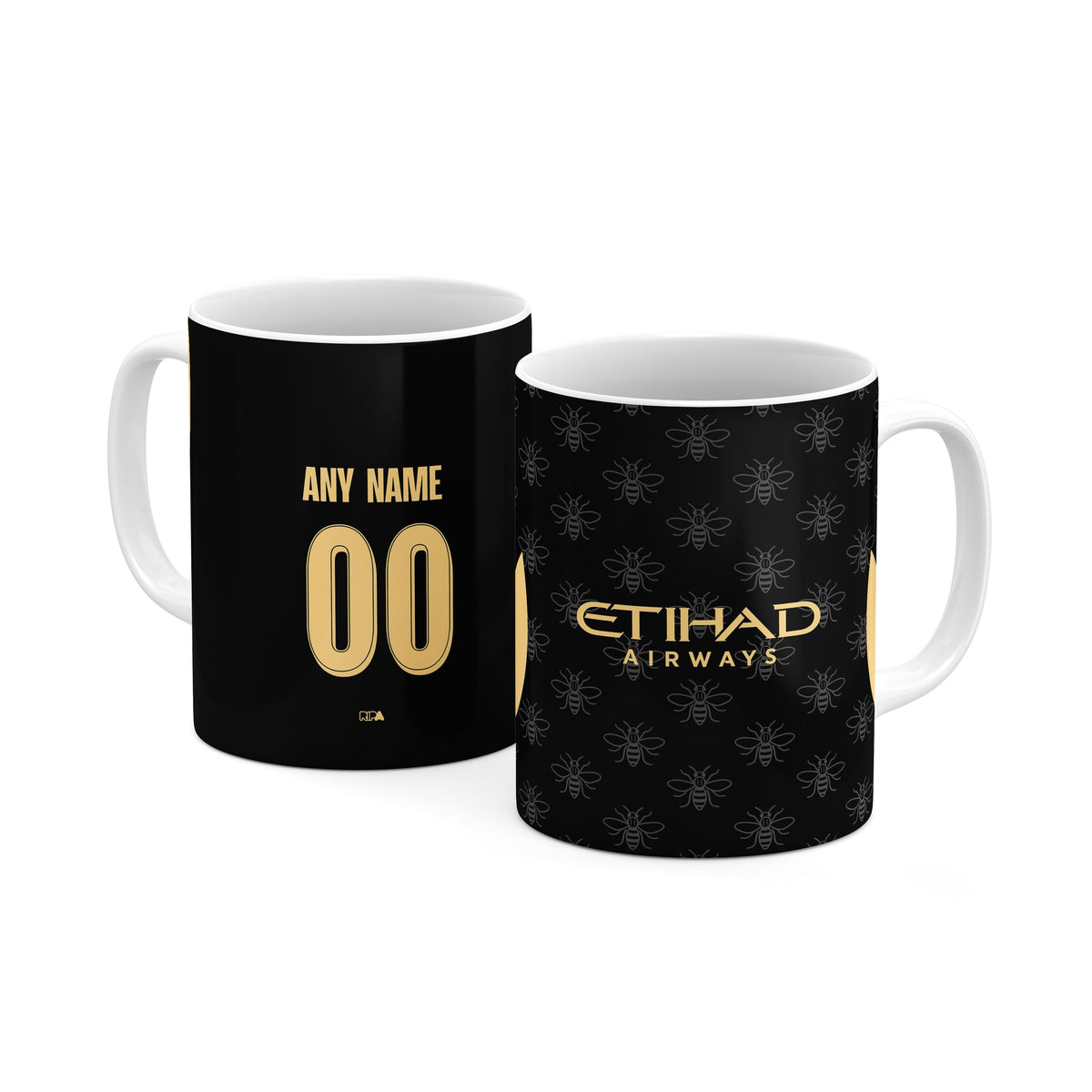 Mug with the Manchester City 2026-27 Away football shirt design by RIPA Football