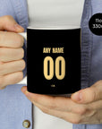 Mug with the Manchester City 2026-27 Away football shirt design by RIPA Football