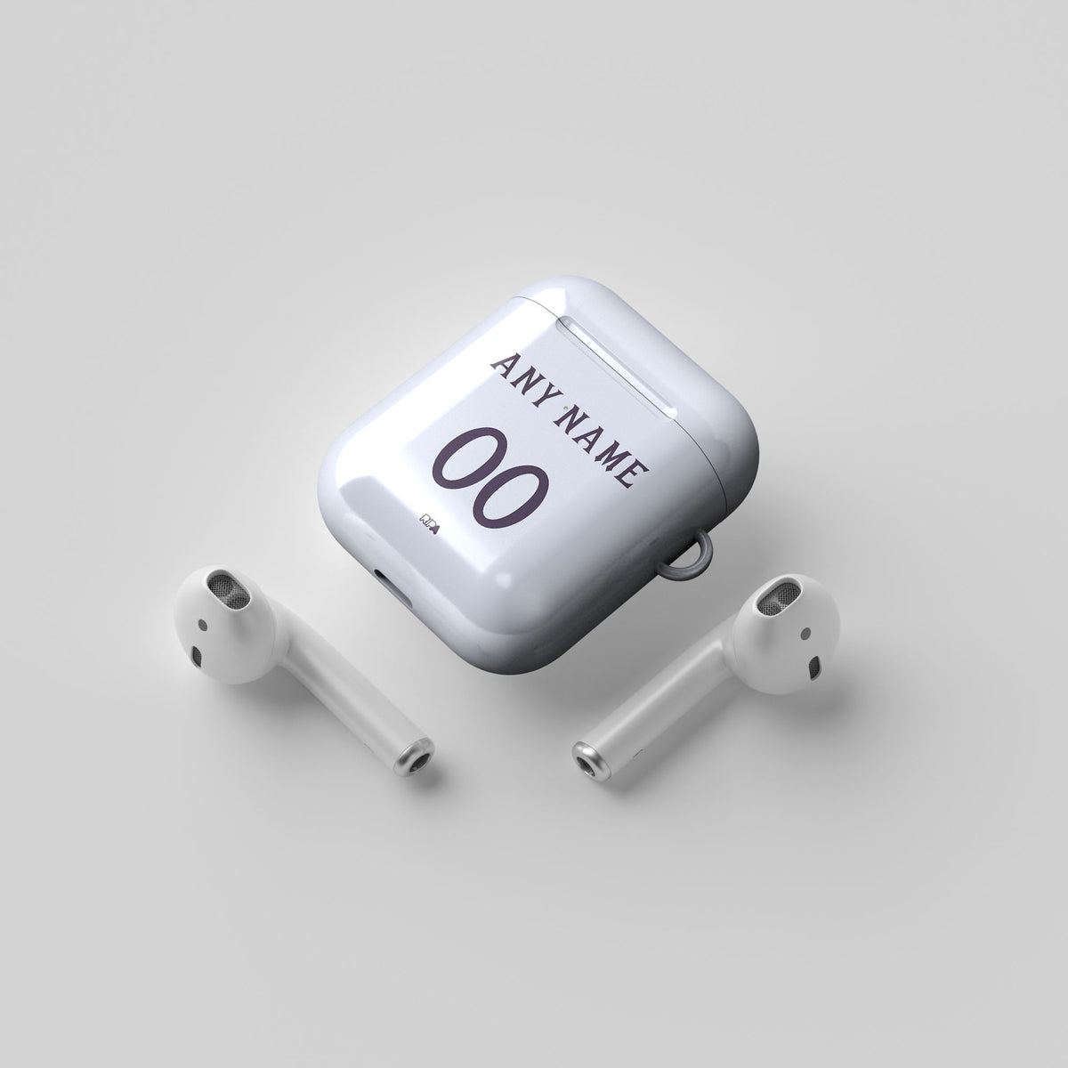 AirPods case with the Manchester United 2025-26 Away football shirt design by RIPA Football
