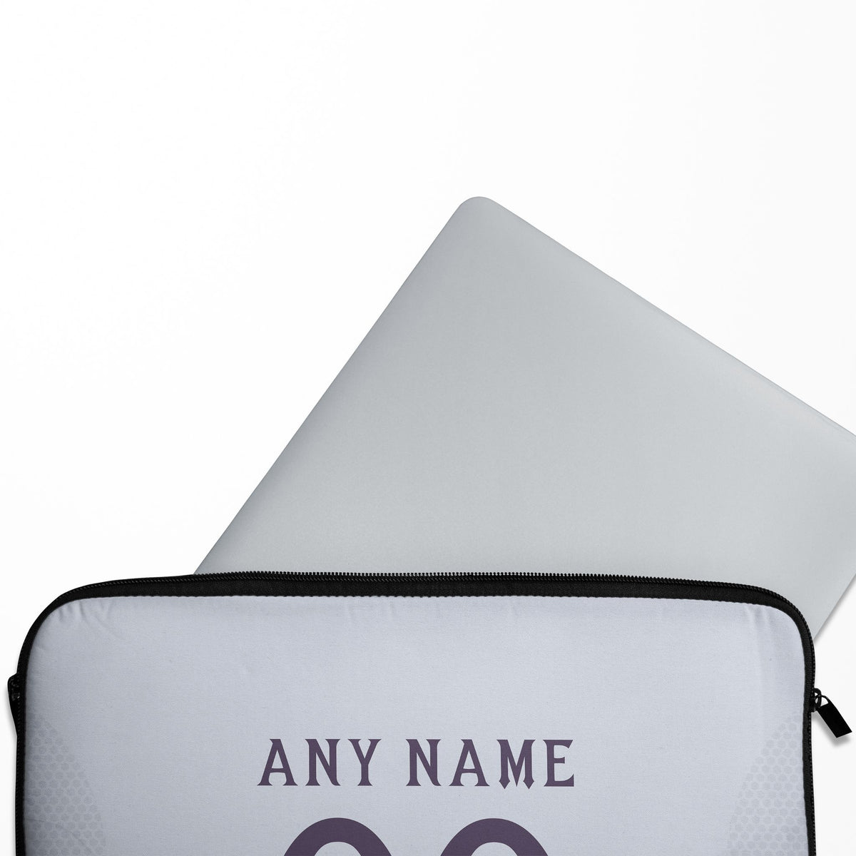 Laptop sleeve with the Manchester United 2025-26 Away football shirt design by RIPA Football