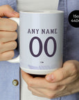 Mug with the Manchester United 2025-26 Away football shirt design by RIPA Football