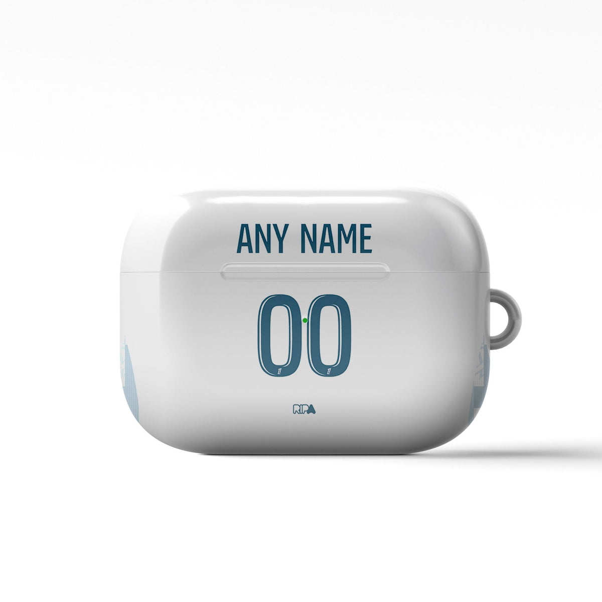 AirPods case with the Olympique Marseille 2024-25 Home football shirt design by RIPA Football
